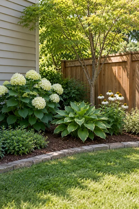 A small garden corner planted with fewer strong healthy plants and clear spacing