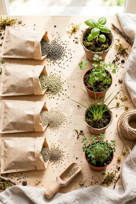 Herb seeds and starter plants compared for budget gardening